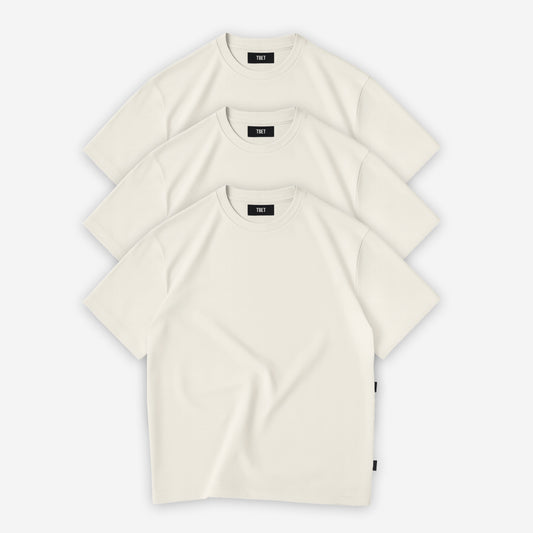 3er Oversize Blank Cream Bundle